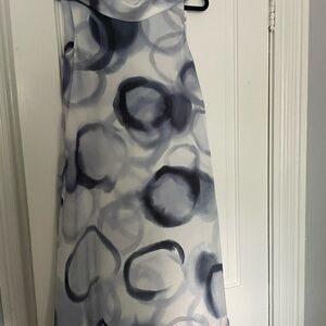 Paul Stuart Blue and Gray Sleeveless A-Line Maxi Dress